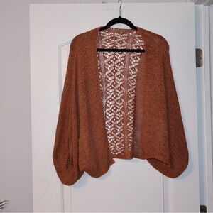 Elegant Open Knit Tan Cardigan